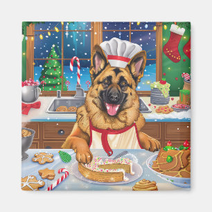 Imán Repostería Navideña con Pastor Alemán: Navidad Fes