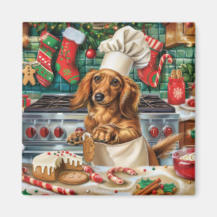 Imán Repostería Navideña de Dachshund: Navidad Festiva