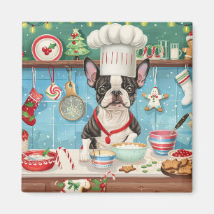 Imán Repostería Navideña del Boston Terrier: Navidad Fe