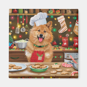 Imán Repostería navideña del Spitz finlandés: Navidad f