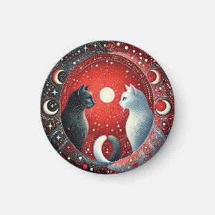 Imán Representación artística de gatos Yin y Yang