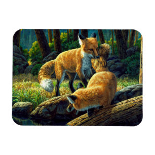 Imán Reproducción de Red Fox Pups