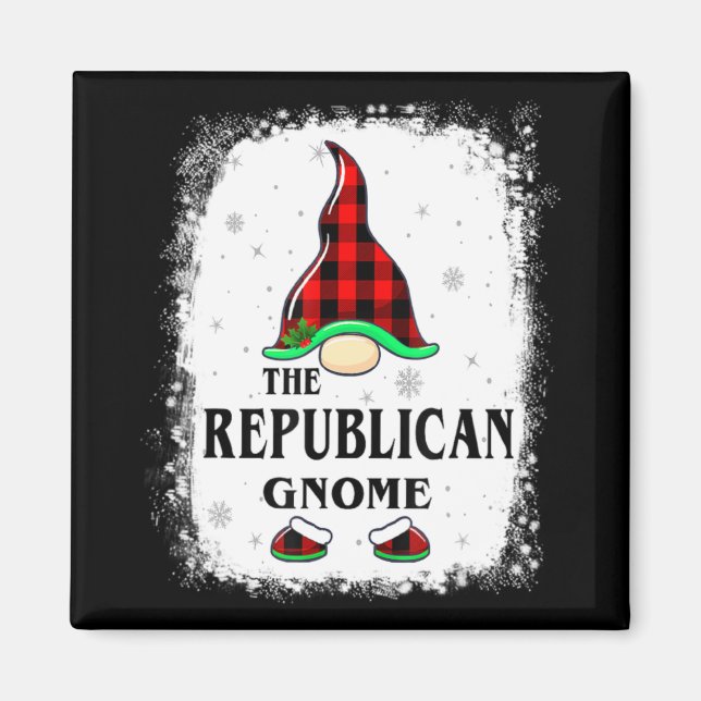 Imán Republican Gnome Buffalo Plaid Matching Family Xma (Frente)