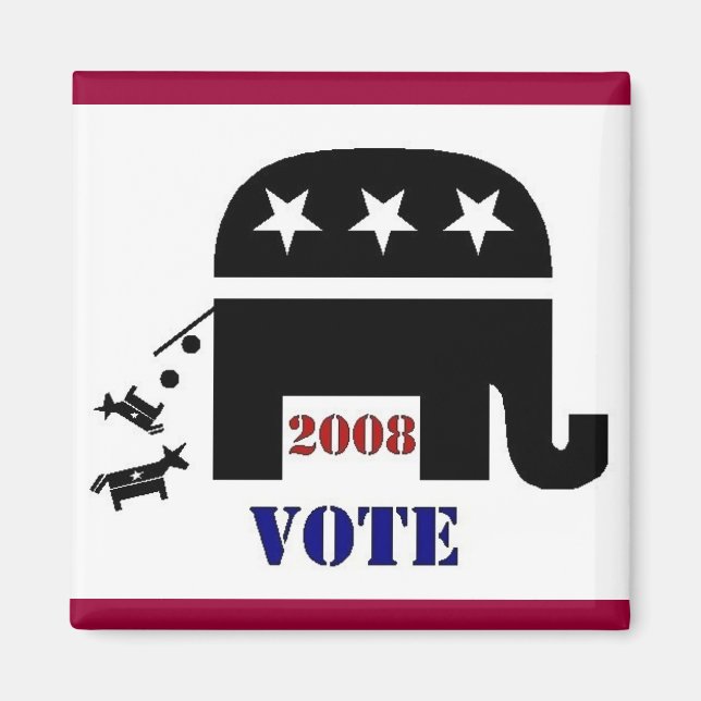 IMÁN REPUBLICANO DE VOTO EN 2008 SQUARE MAGNET (Frente)