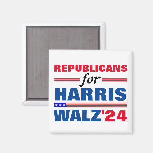 Imán Republicanos por Harris Walz azul rojo