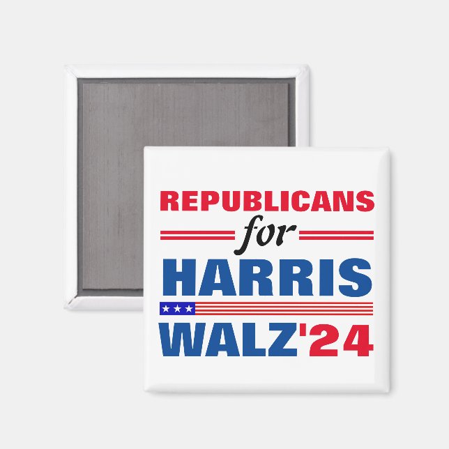 Imán Republicanos por Harris Walz azul rojo (Anverso/Reverso)