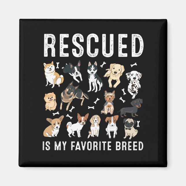Imán Rescatado es mi raza favorita, perros de rescate (Frente)