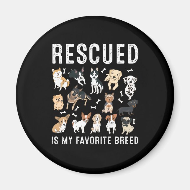 Imán Rescatado es mi raza favorita, perros de rescate (Frente)