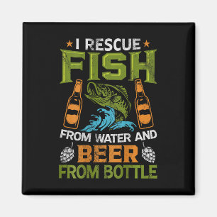 Imán Rescato Pescado Del Agua Y Cerveza De Botellas - O