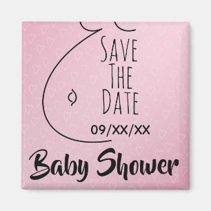 Imán Reserva de Baby Shower de los corazones del rosa