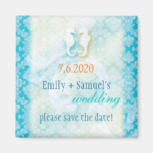 Imán Reserva de la boda de Luau del Seahorse de la