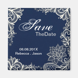 Imán reserva del boda de los azules marinos del cordón