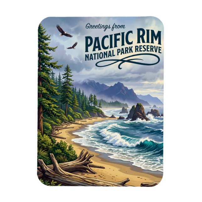 Imán Reserva del Parque Nacional Pacific Rim Canadá (Vertical)