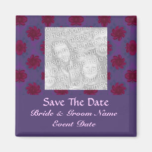 Imán Reserva floral roja púrpura la fecha