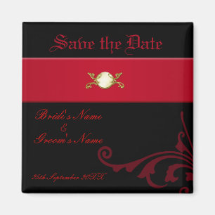 Imán Reserva gótica adornada el negro y el rojo del