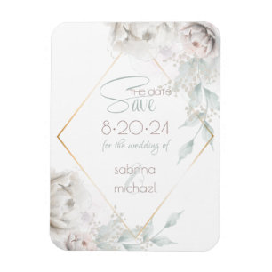 Imán Reserva la fecha   Alabaster White Watercolor Peon