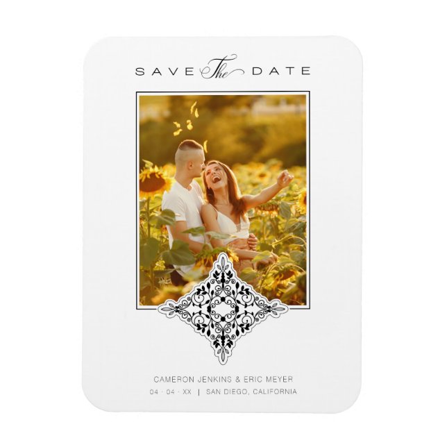 Imán Reserva La Fecha Covid19 Lace de Moda negra románt (Vertical)