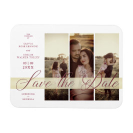 Imán Reserva La Fecha Elegante Simple Script 3 Fotos Co