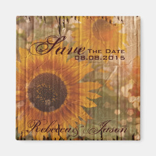 Imán reserva rústica del boda del girasol del país la