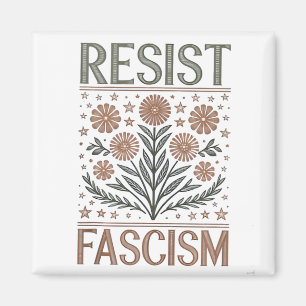 Imán Resista al fascismo Floral Transgénero LGBTQ Anti 