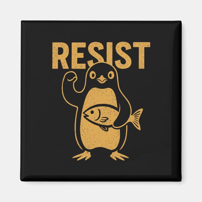 Imán Resistir al pingüino rebelde protesta contra la re (Frente)