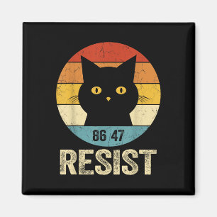 Imán Resistir al retro de té antiTrump resiste al gato 