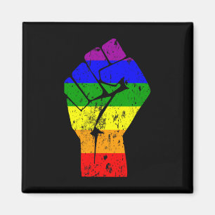 Imán Resistir el orgullo gay con la bandera arcoiris de