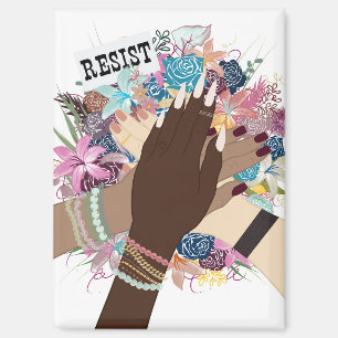 Imán Resistir juntos - Floral Feminist Activism Art