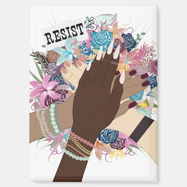 Imán Resistir juntos - Floral Feminist Activism Art (Anverso)