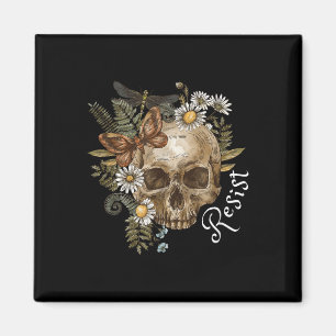 Imán Resistir sutilmente anti Trump Skull Floral Botáni