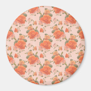 Imán resorte boda de patrón floral naranja rosa rosa