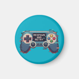 Imán Respawn and Retry - Retro Gaming Glitch Art