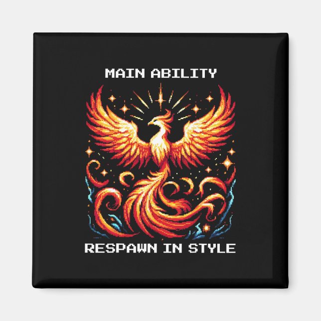 Imán Respawn In Style Phoenix Pixel Revival Arte de jug (Frente)