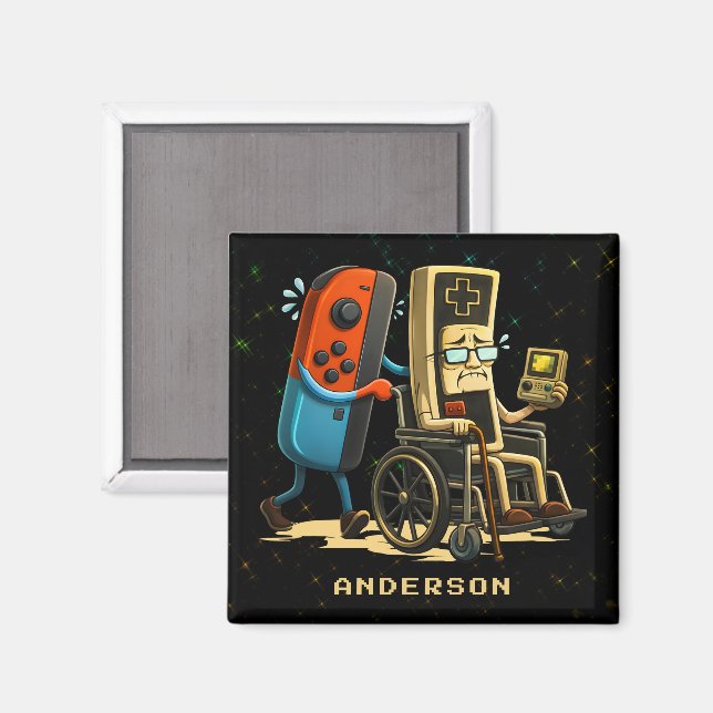 Imán Respect Your Elders Gaming Control Retro Funny (Anverso/Reverso)