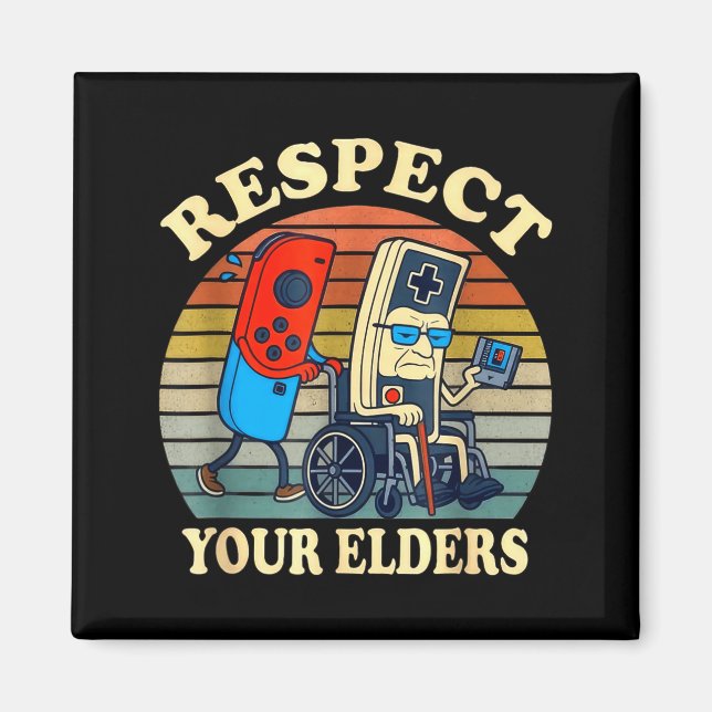 Imán Respect Your Elders Gaming Control Retro Funny Gam (Frente)