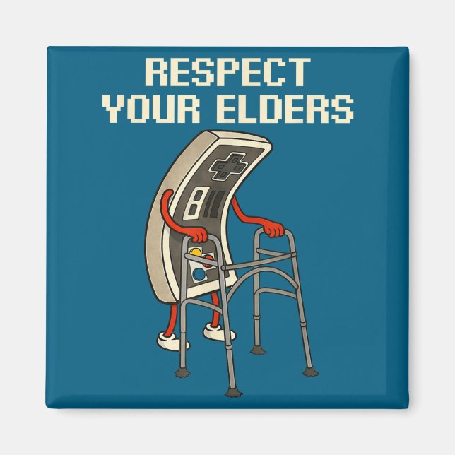 Imán Respect Your Elders Retro Gaming Funny Gamer Contr (Frente)