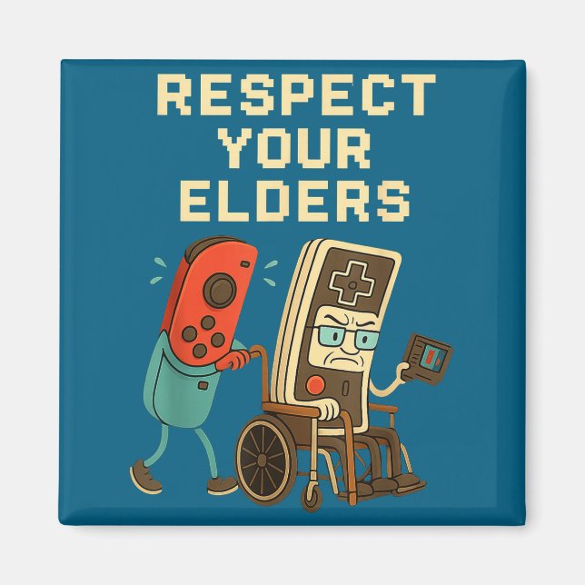 Imán Respect Your Elders Retro Gaming Funny Gamer Contr (Frente)