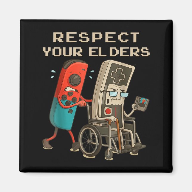 Imán Respect Your Elders Retro Gaming Funny Gamer Contr (Frente)