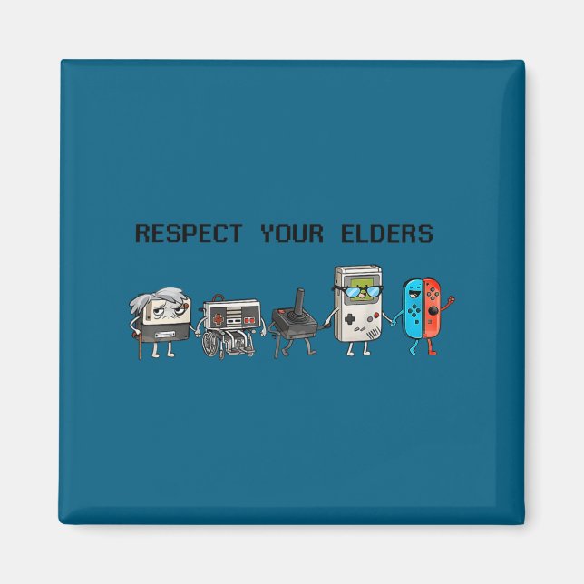 Imán Respect Your Elders Retro Gaming Funny Gamer Contr (Frente)