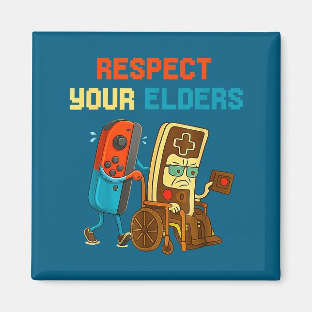 Imán Respect Your Elders Retro Gaming Funny Gamer Contr (Frente)