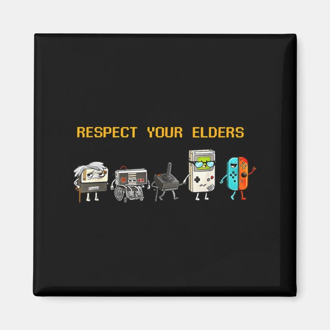 Imán Respect Your Elders Retro Gaming Funny Gamer Contr (Frente)
