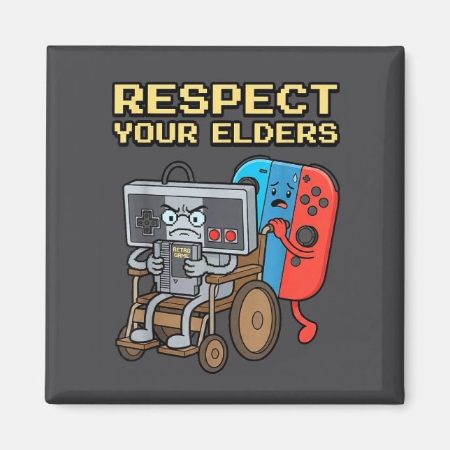 Imán Respect Your Elders Retro Gaming Funny Gamer Contr (Frente)