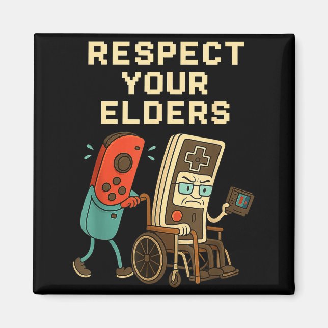 Imán Respect Your Elders Retro Gaming Funny Gamer Contr (Frente)
