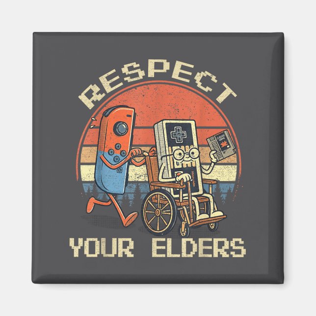 Imán Respect Your Elders Retro Gaming Funny Gamer Contr (Frente)