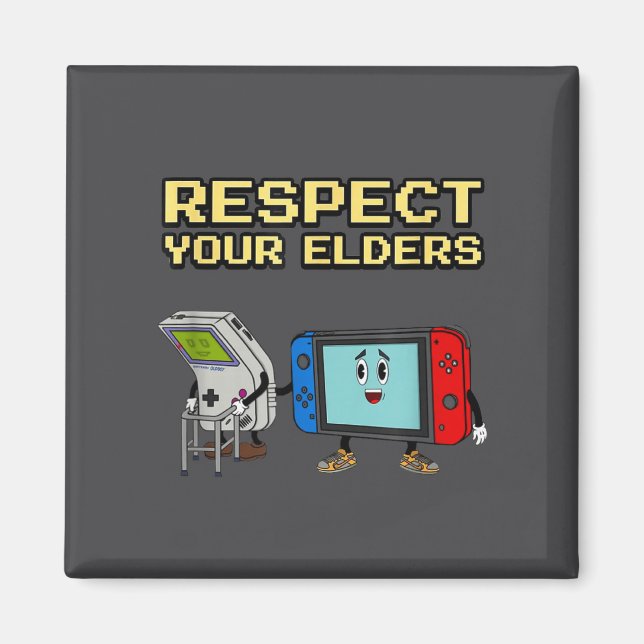 Imán Respect Your Elders Retro Gaming Funny Gamer Contr (Frente)