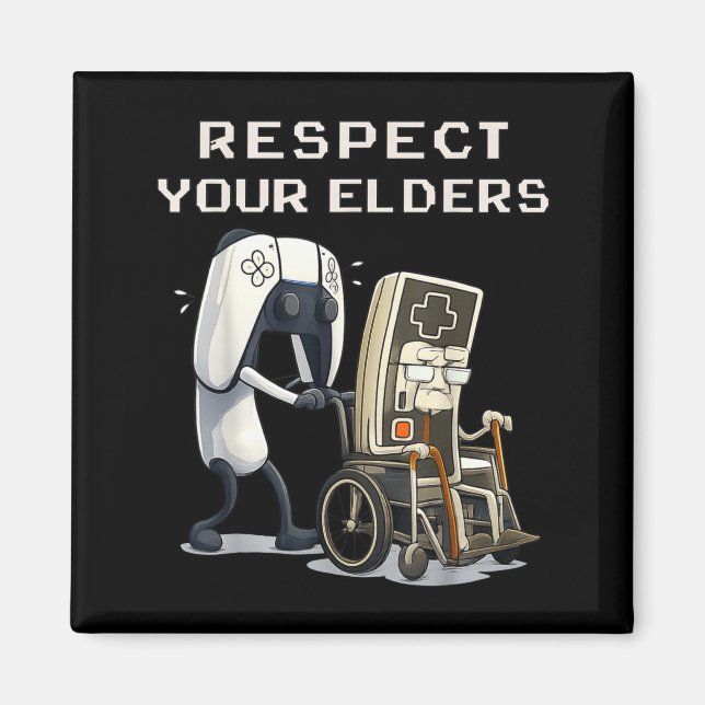 Imán Respect Your Elders Retro Gaming Funny Gamer Contr (Frente)