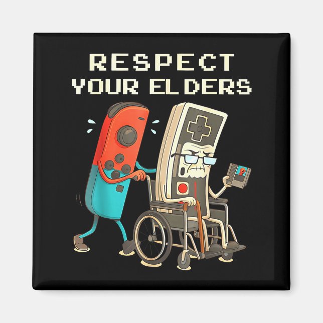 Imán Respect Your Elders Retro Gaming Funny Gamer Contr (Frente)