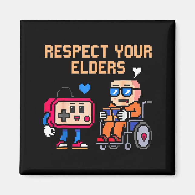 Imán Respect Your Elders Retro Gaming Funny Gamer Contr (Frente)