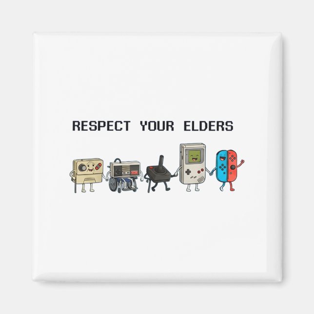 Imán Respect Your Elders Retro Gaming Funny Gamer Contr (Frente)
