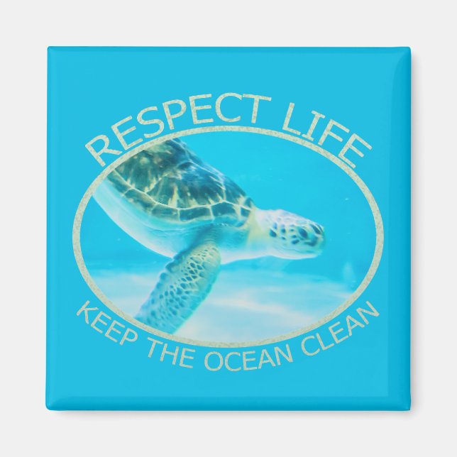 Imán Respetar la vida, mantener limpio el océano (Frente)